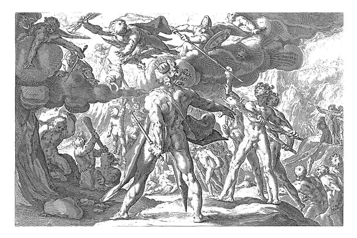 Attack of the titans on the World of the Gods Vintage Illustrat Credits Vintage Illustrations Canva