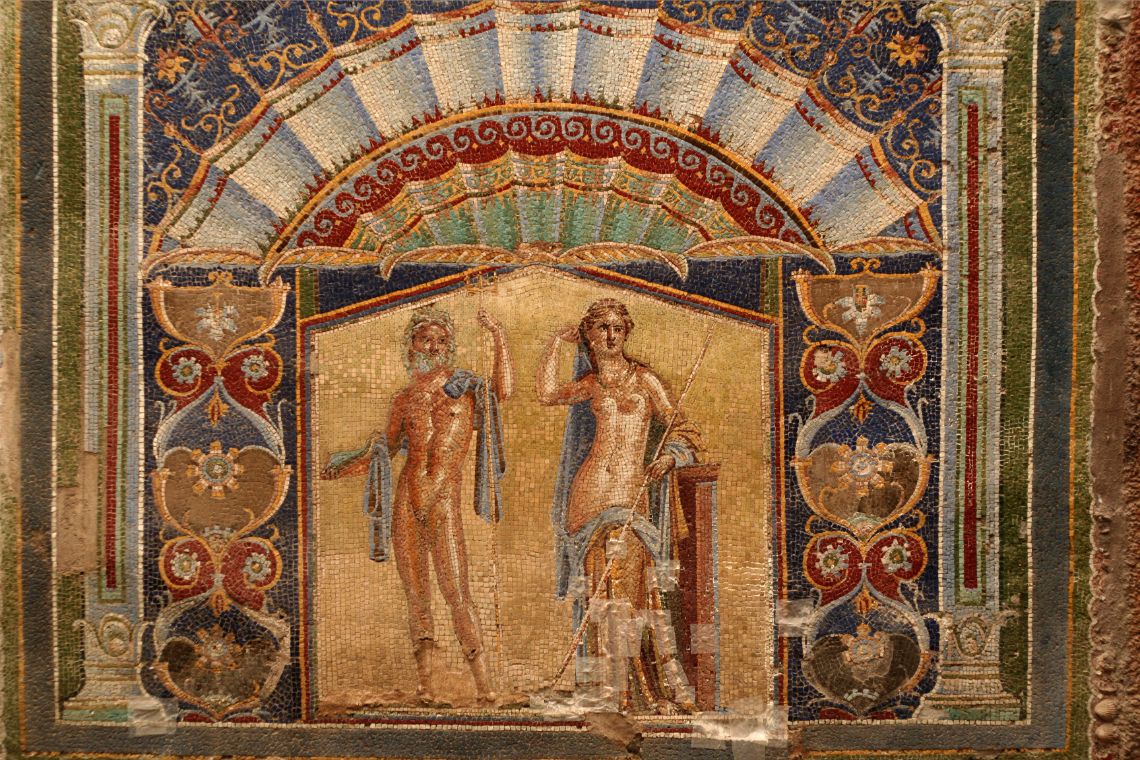 neptune and amphitrite roman mosaic from Herculaneum Canva by Angelafoto